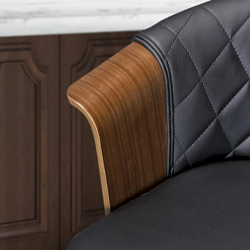 Sgabelli da bancone girevoli in similpelle nera/marrone, stile Mid-Century, set da 2