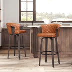 Sgabelli da bancone girevoli in similpelle nera/marrone, stile Mid-Century, set da 2