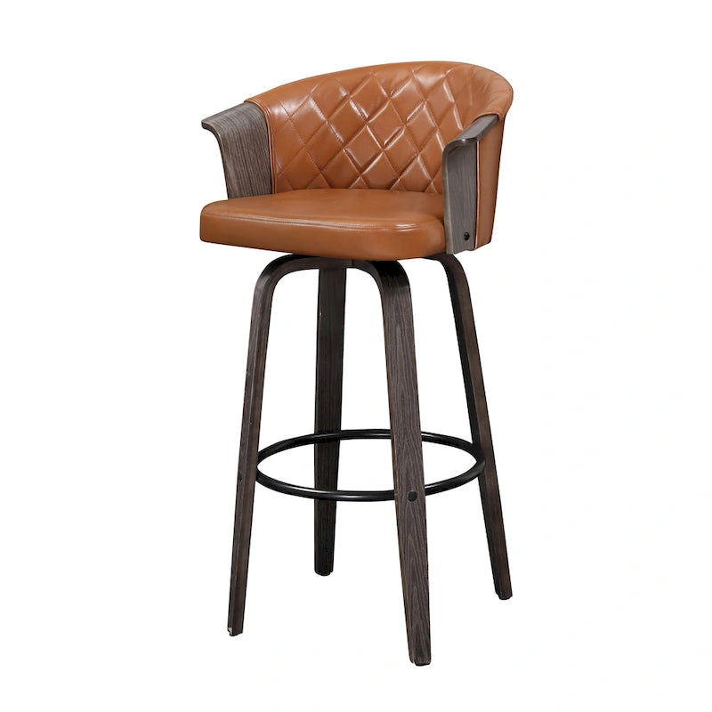 Sgabelli da bancone girevoli in similpelle nera/marrone, stile Mid-Century, set da 2