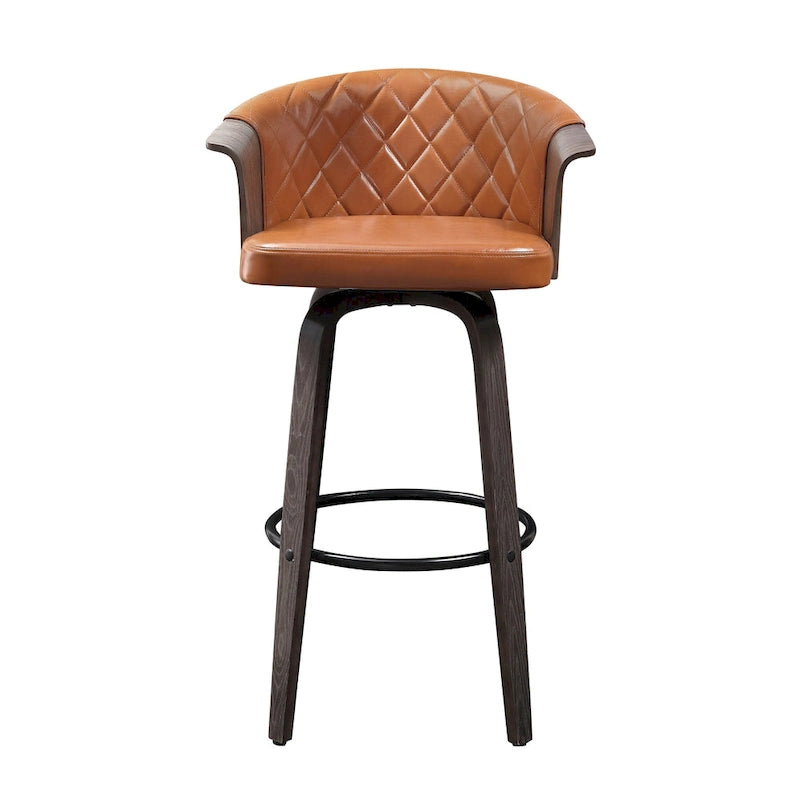 Sgabelli da bancone girevoli in similpelle nera/marrone, stile Mid-Century, set da 2