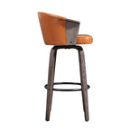 Sgabelli da bancone girevoli in similpelle nera/marrone, stile Mid-Century, set da 2
