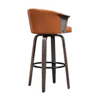 Sgabelli da bancone girevoli in similpelle nera/marrone, stile Mid-Century, set da 2