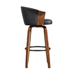 Sgabelli da bancone girevoli in similpelle nera/marrone, stile Mid-Century, set da 2