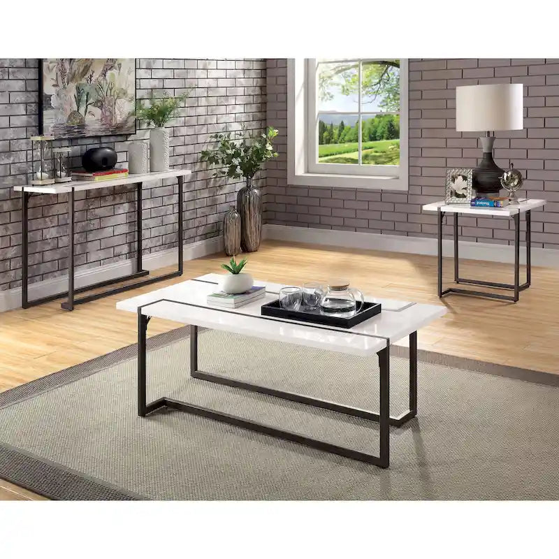 Tavolino da Caffè Bianco e Antracite, 1 Persona, 119 cm