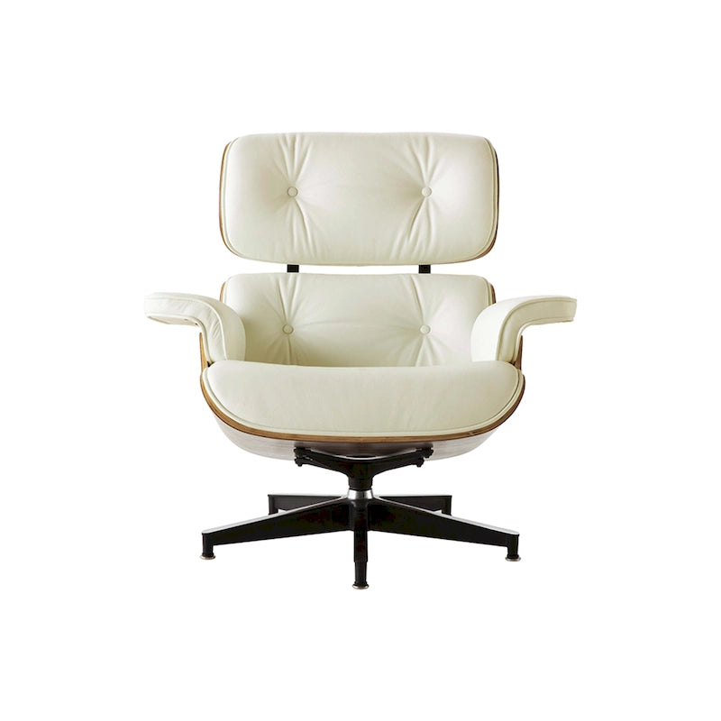 Poltrona reclinabile con poggiapiedi in noce e pelle beige, 2 pezzi, 1 posto