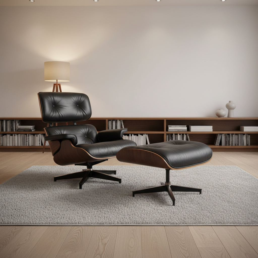 Mid Century Modern Leather Lounge Chair Armchair Recliner