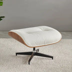 Poltrona reclinabile con poggiapiedi in noce e pelle beige, 2 pezzi, 1 posto