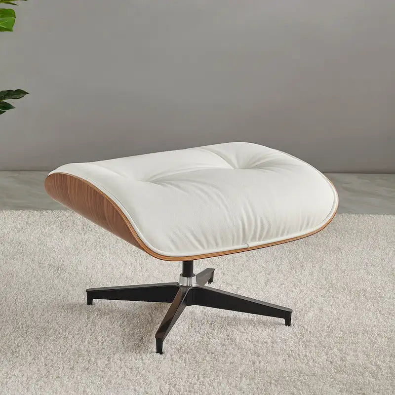 Poltrona reclinabile con poggiapiedi in noce e pelle beige, 2 pezzi, 1 posto