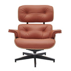 Poltrona reclinabile con poggiapiedi in noce e pelle beige, 2 pezzi, 1 posto