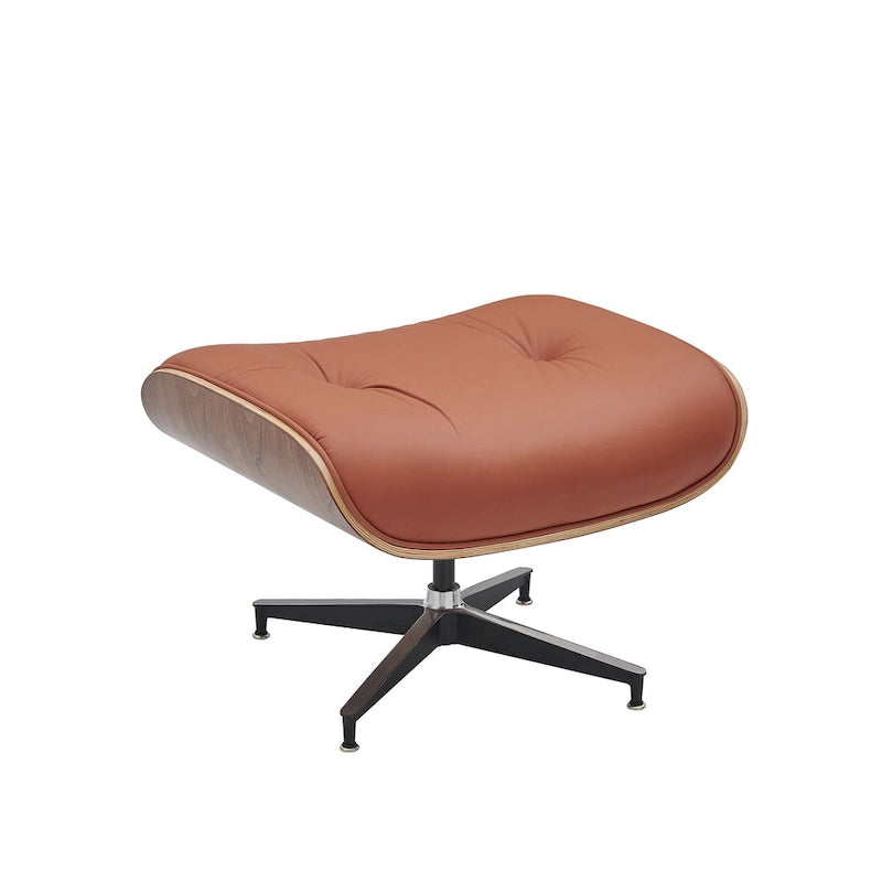 Poltrona reclinabile con poggiapiedi in noce e pelle beige, 2 pezzi, 1 posto