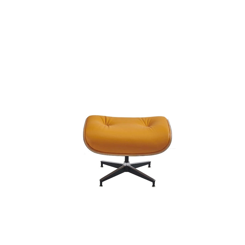 Poltrona reclinabile con poggiapiedi in noce e pelle beige, 2 pezzi, 1 posto