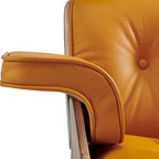 Poltrona reclinabile con poggiapiedi in noce e pelle beige, 2 pezzi, 1 posto
