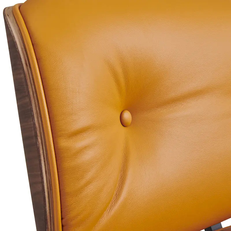 Poltrona reclinabile con poggiapiedi in noce e pelle beige, 2 pezzi, 1 posto