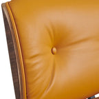 Poltrona reclinabile con poggiapiedi in noce e pelle beige, 2 pezzi, 1 posto