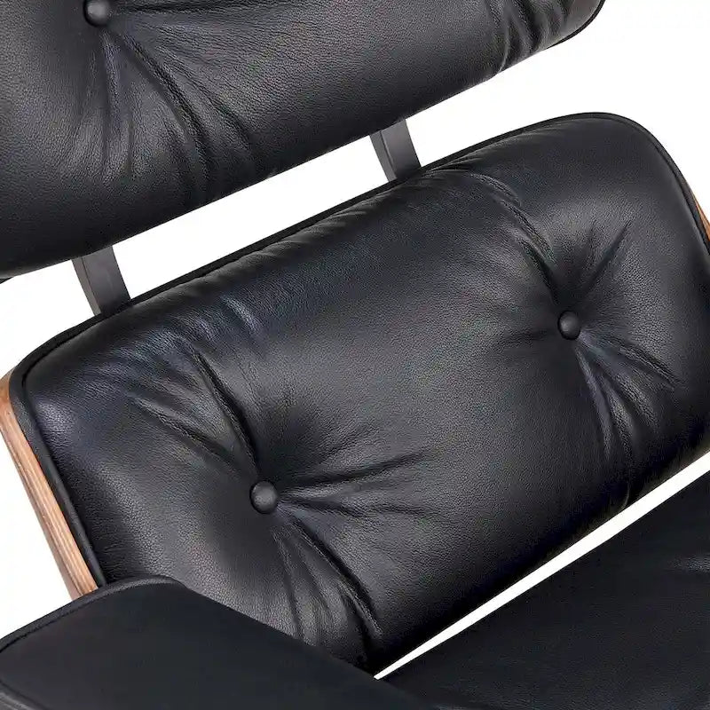 Poltrona reclinabile con poggiapiedi in noce e pelle beige, 2 pezzi, 1 posto