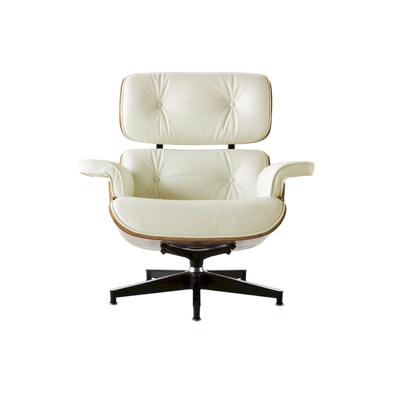 Poltrona reclinabile con poggiapiedi in noce e pelle beige, 2 pezzi, 1 posto