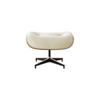 Poltrona reclinabile con poggiapiedi in noce e pelle beige, 2 pezzi, 1 posto