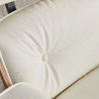 Poltrona reclinabile con poggiapiedi in noce e pelle beige, 2 pezzi, 1 posto