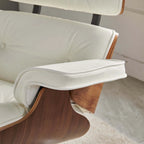 Poltrona reclinabile con poggiapiedi in noce e pelle beige, 2 pezzi, 1 posto