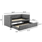 Divano letto imbottito trapuntato cammello/bianco/grigio con letto estraibile – 2 posti letto