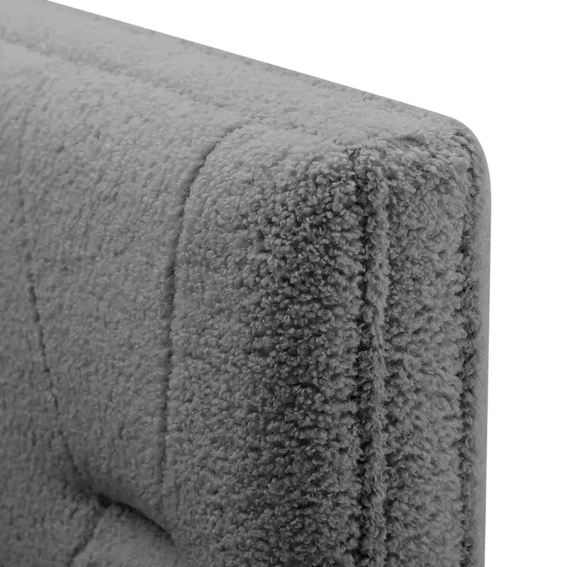 Divano letto imbottito trapuntato cammello/bianco/grigio con letto estraibile – 2 posti letto