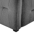 Divano letto imbottito trapuntato cammello/bianco/grigio con letto estraibile – 2 posti letto
