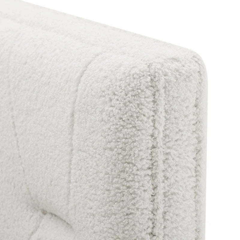 Divano letto imbottito trapuntato cammello/bianco/grigio con letto estraibile – 2 posti letto