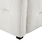 Divano letto imbottito trapuntato cammello/bianco/grigio con letto estraibile – 2 posti letto