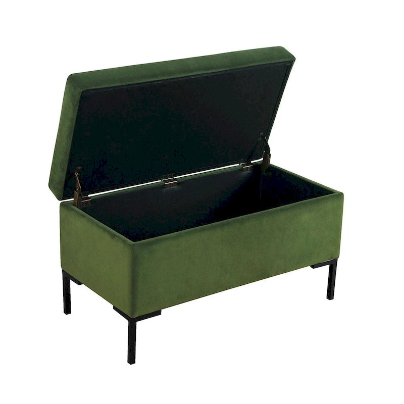 Panca Contenitore con Gambe in Metallo – Velluto Verde / Bouclé Bianco / Velluto Rosa Cipria / Tessuto Grigio, 1–2 posti