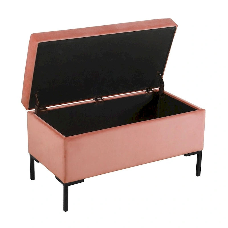Panca Contenitore con Gambe in Metallo – Velluto Verde / Bouclé Bianco / Velluto Rosa Cipria / Tessuto Grigio, 1–2 posti