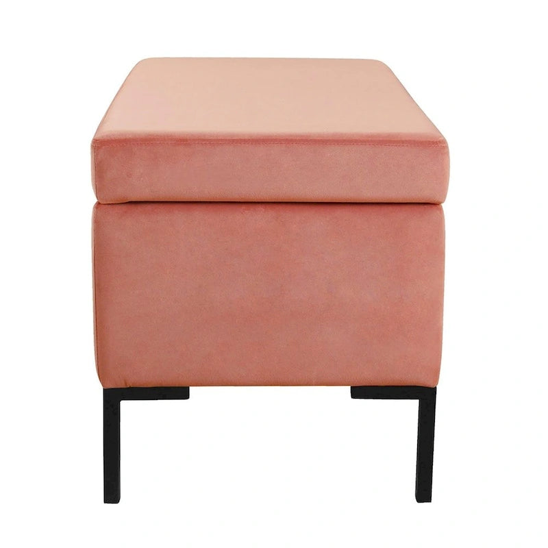 Panca Contenitore con Gambe in Metallo – Velluto Verde / Bouclé Bianco / Velluto Rosa Cipria / Tessuto Grigio, 1–2 posti