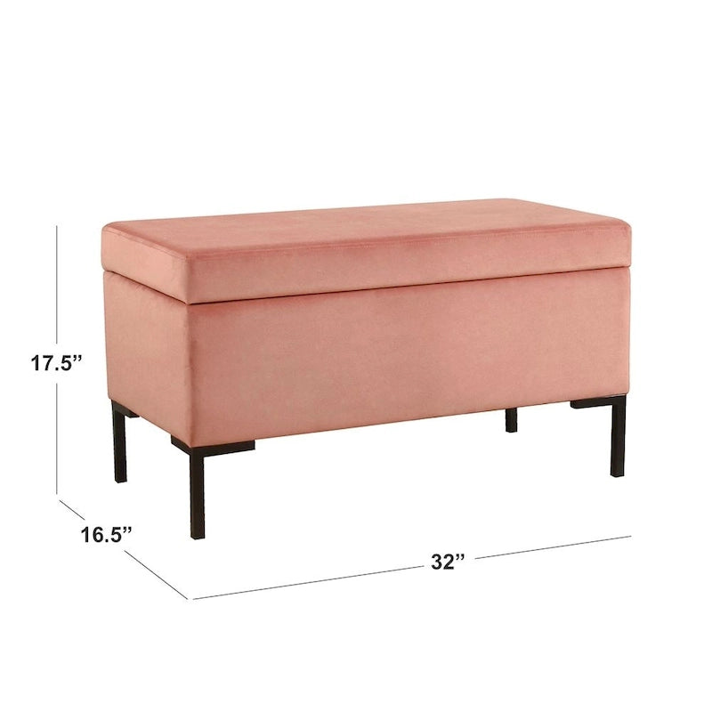 Panca Contenitore con Gambe in Metallo – Velluto Verde / Bouclé Bianco / Velluto Rosa Cipria / Tessuto Grigio, 1–2 posti