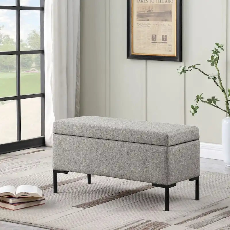 Panca Contenitore con Gambe in Metallo – Velluto Verde / Bouclé Bianco / Velluto Rosa Cipria / Tessuto Grigio, 1–2 posti