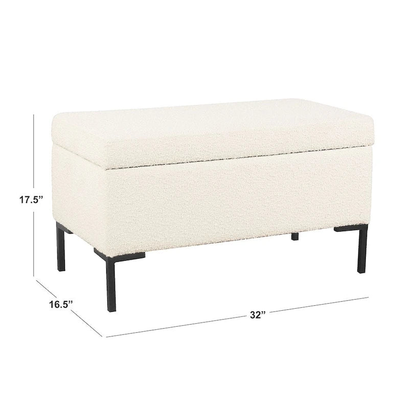 Panca Contenitore con Gambe in Metallo – Velluto Verde / Bouclé Bianco / Velluto Rosa Cipria / Tessuto Grigio, 1–2 posti