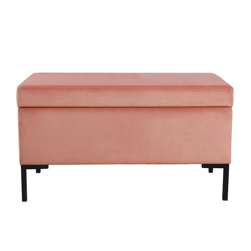 Panca Contenitore con Gambe in Metallo – Velluto Verde / Bouclé Bianco / Velluto Rosa Cipria / Tessuto Grigio, 1–2 posti
