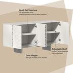 Madia/Credenza a 4 ante scanalate color crema/marrone con gambe in legno – Per 1-2 utenti