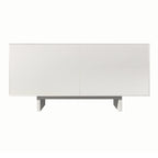 Madia/Credenza a 4 ante scanalate color crema/marrone con gambe in legno – Per 1-2 utenti