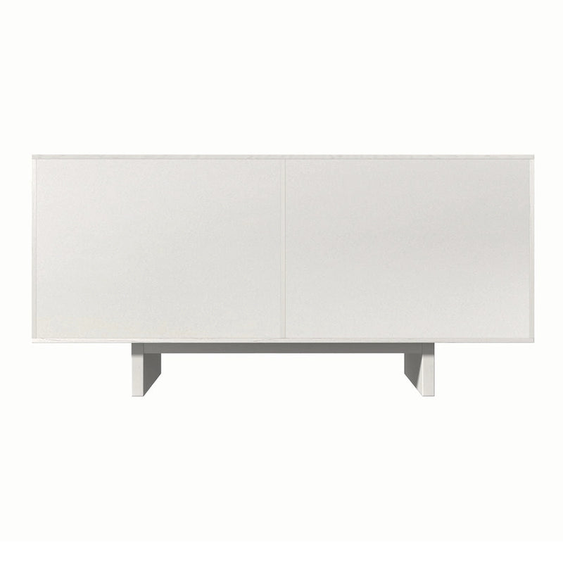 Madia/Credenza a 4 ante scanalate color crema/marrone con gambe in legno – Per 1-2 utenti