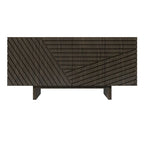 Madia/Credenza a 4 ante scanalate color crema/marrone con gambe in legno – Per 1-2 utenti