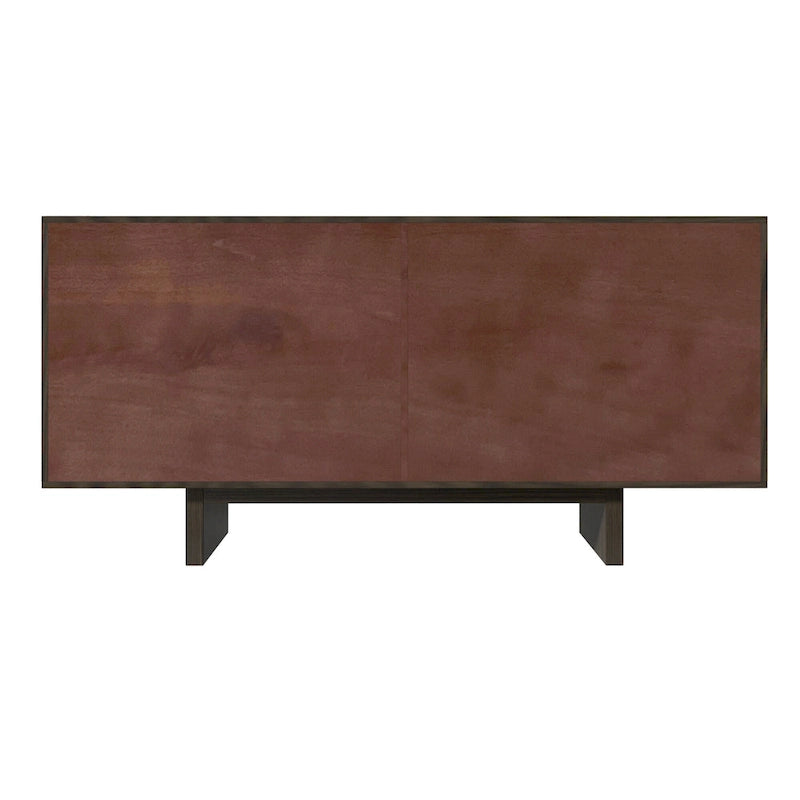 Madia/Credenza a 4 ante scanalate color crema/marrone con gambe in legno – Per 1-2 utenti