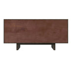 Madia/Credenza a 4 ante scanalate color crema/marrone con gambe in legno – Per 1-2 utenti