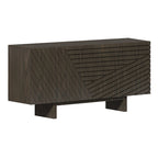Madia/Credenza a 4 ante scanalate color crema/marrone con gambe in legno – Per 1-2 utenti