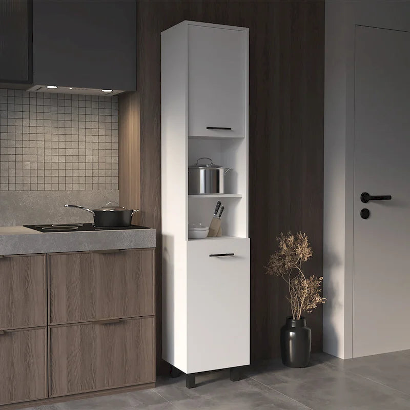 Armadio dispensa a 2 ante Bianco/Nero, Montaggio 1 persona, Legno ingegnerizzato