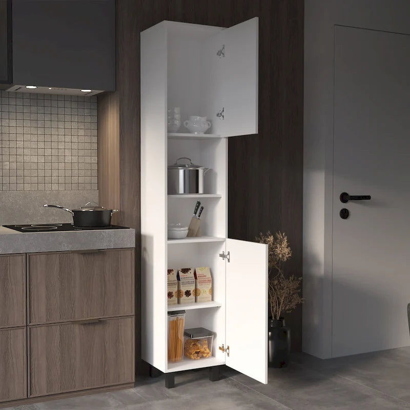 Armadio dispensa a 2 ante Bianco/Nero, Montaggio 1 persona, Legno ingegnerizzato