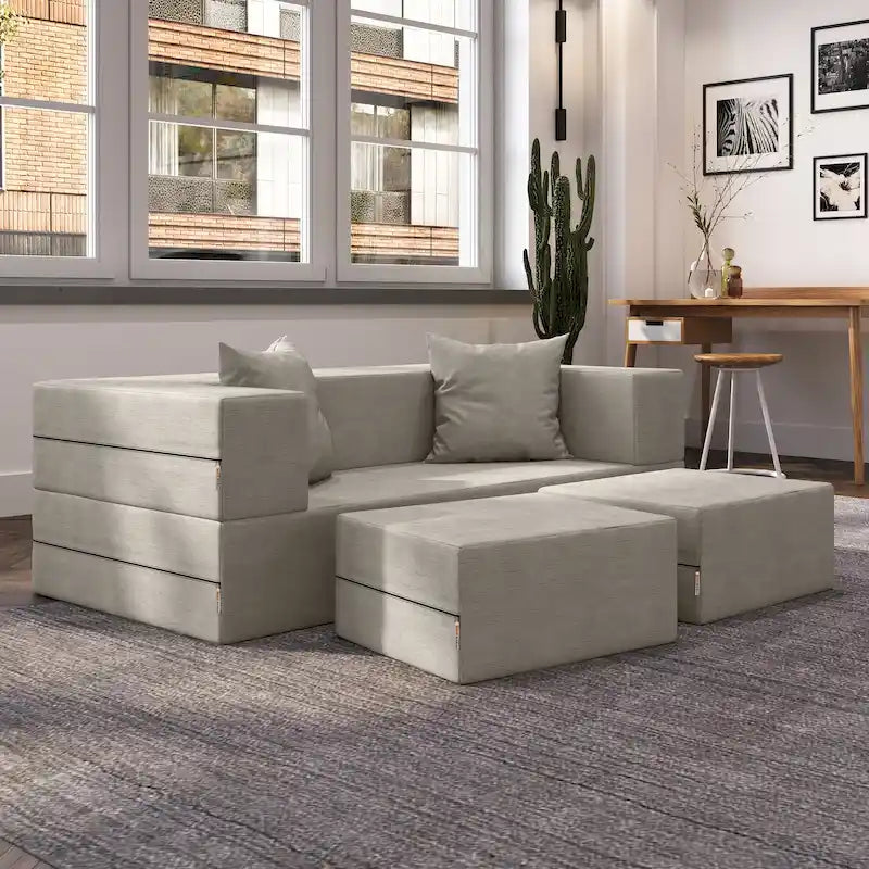 Divanetto e Ottomana Trasformabili Multicolore – 2 Posti, Queen