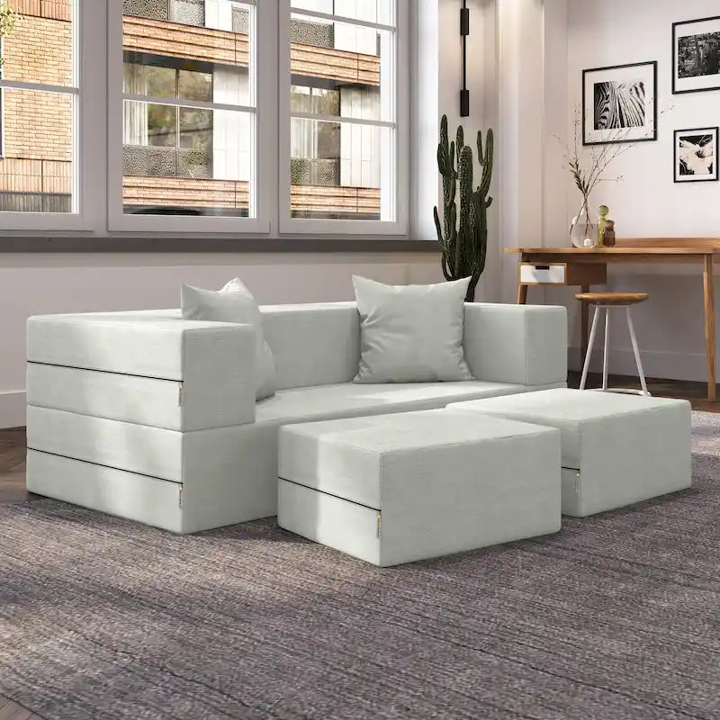 Divanetto e Ottomana Trasformabili Multicolore – 2 Posti, Queen