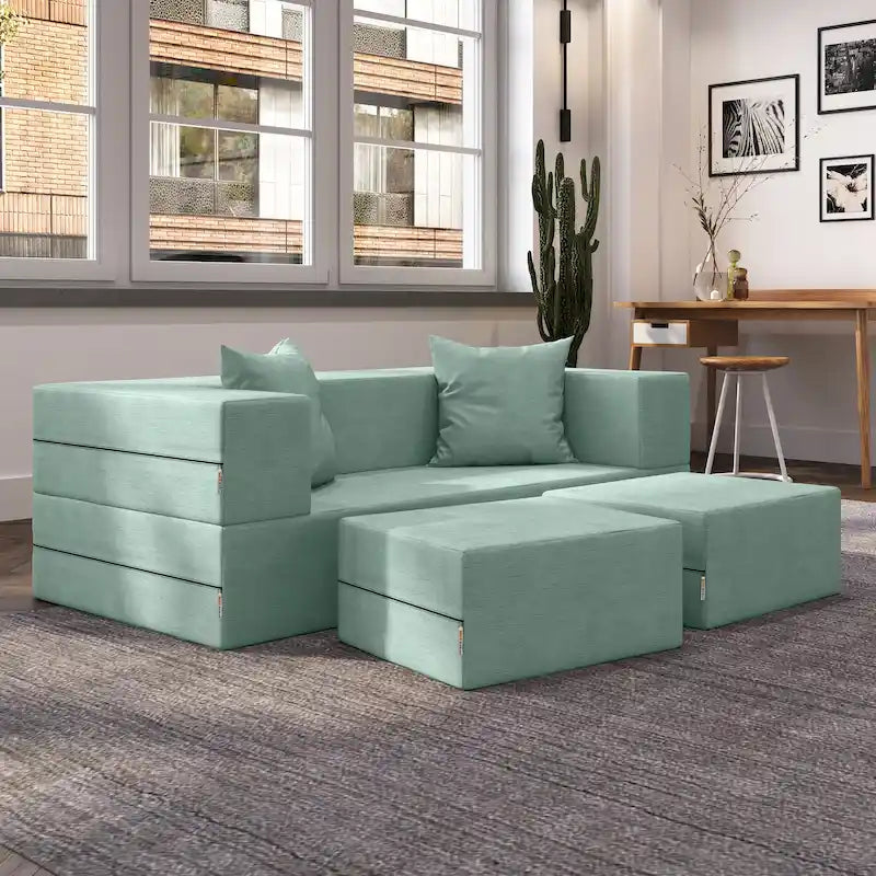 Divanetto e Ottomana Trasformabili Multicolore – 2 Posti, Queen