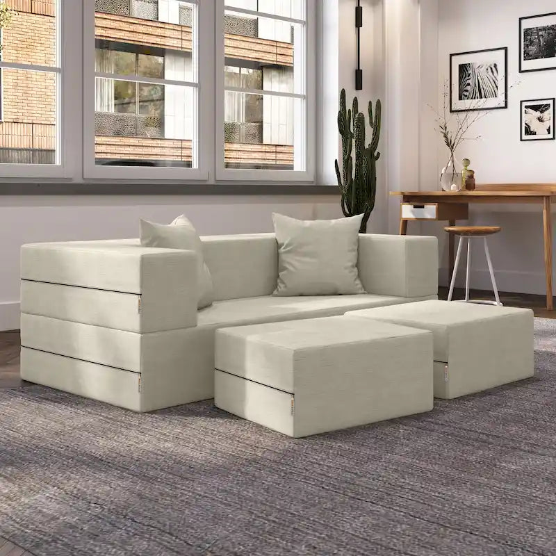 Divanetto e Ottomana Trasformabili Multicolore – 2 Posti, Queen