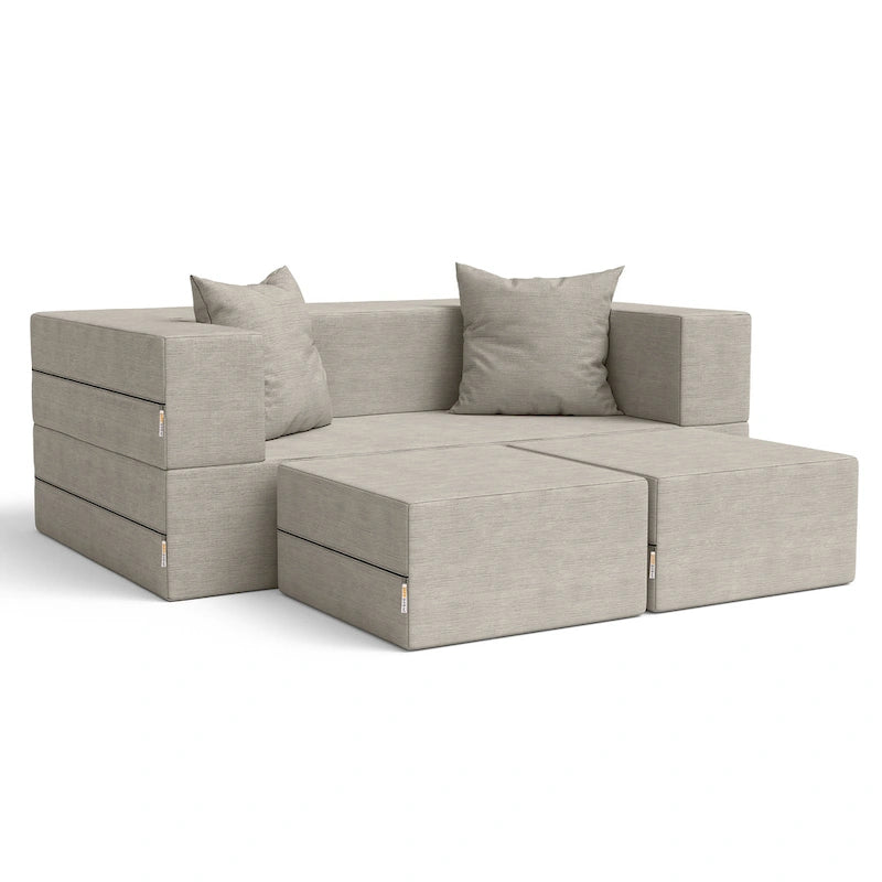 Divanetto e Ottomana Trasformabili Multicolore – 2 Posti, Queen
