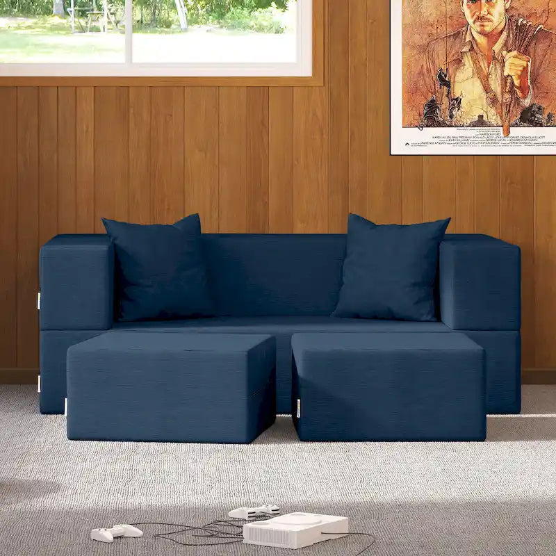 Divanetto e Ottomana Trasformabili Multicolore – 2 Posti, Queen